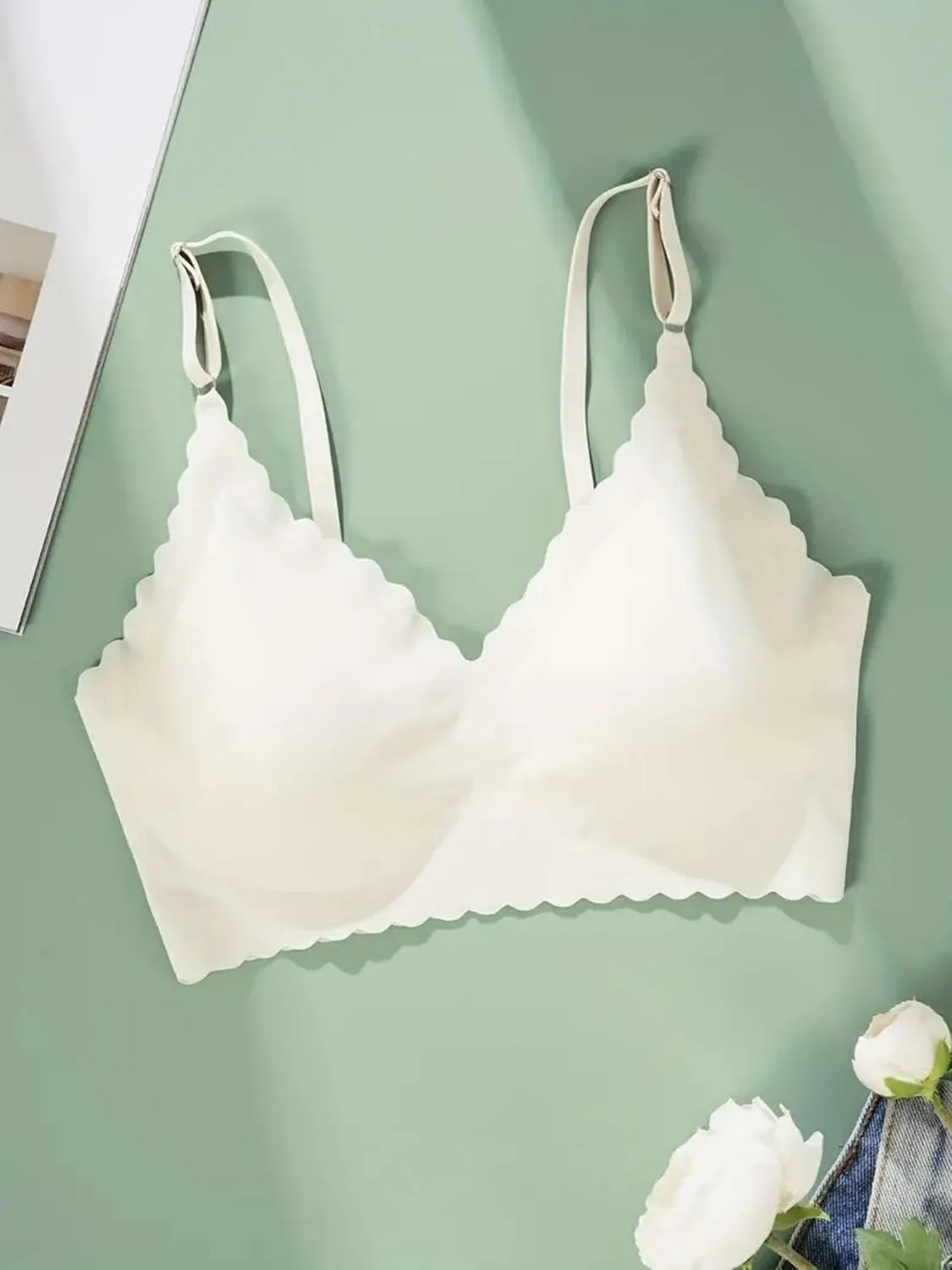 Bras for Women Wavy Deep V No Underwire Soft Wireless Bras Bralettes Comfort Seamless Bralettes Tank Tops Camisole