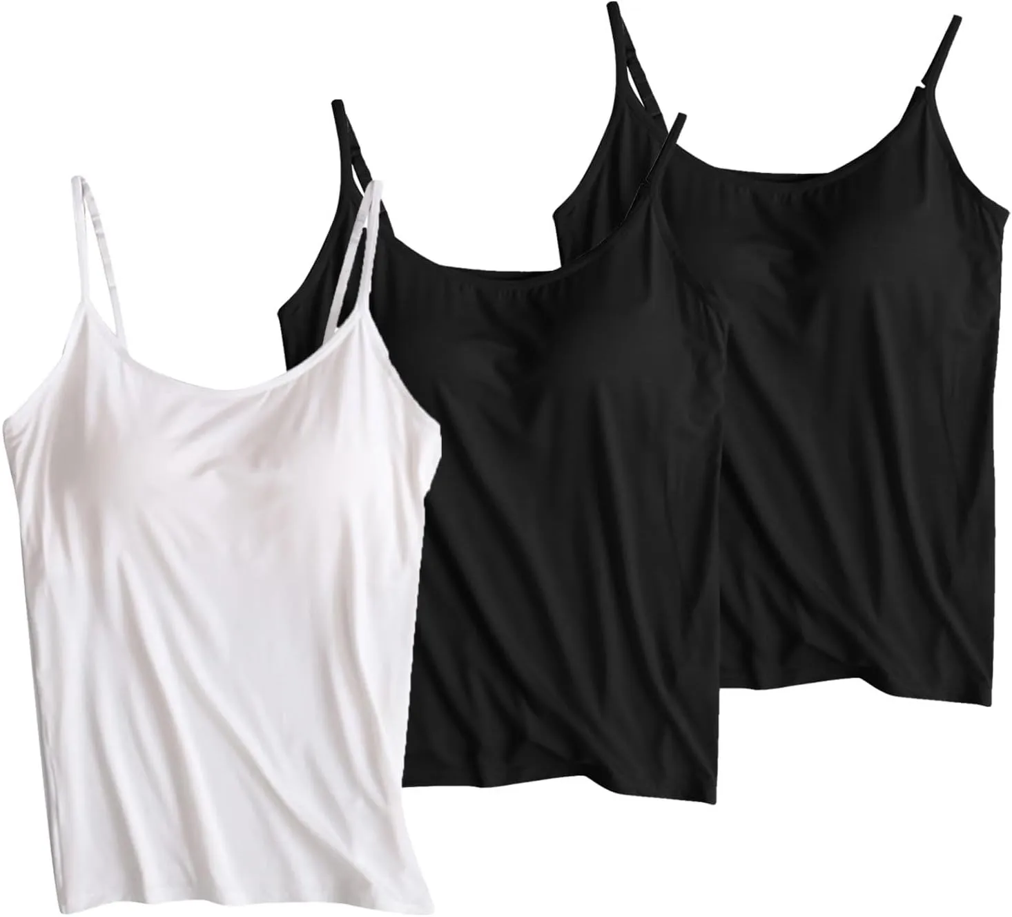 Built in Bra Tank Top Women's 3 PC Crop Tops High Stretchy Cozy Yoga Workout Comfy Lounge Tanks Athletic Undershirt