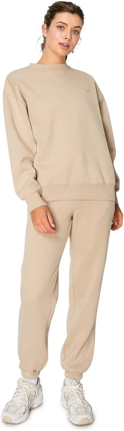 Cali1850 Women's Cloud Nine Fleece Crew Sweatshirt – Relaxed Boyfriend Fit, Ribbed Neck, Cuffs and Hem