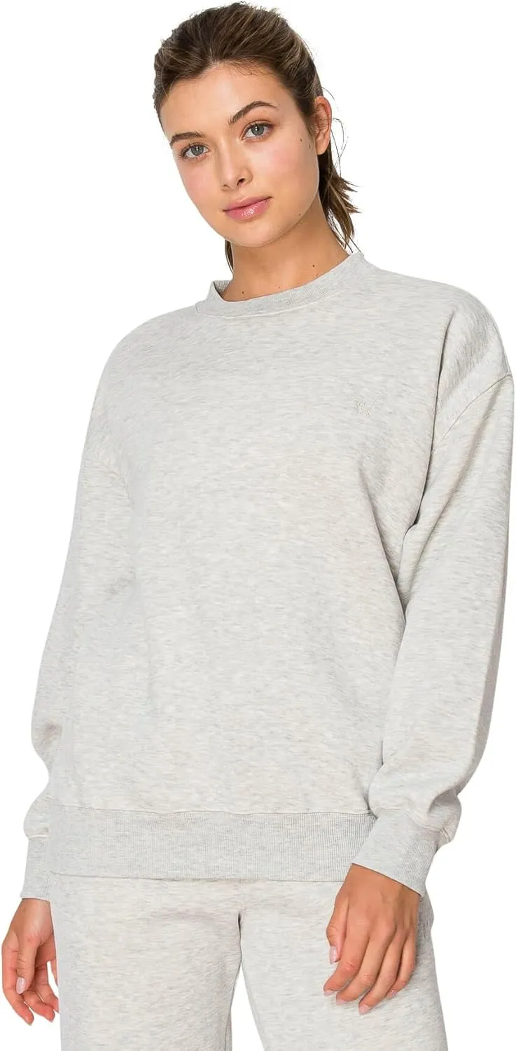 Cali1850 Women's Cloud Nine Fleece Crew Sweatshirt – Relaxed Boyfriend Fit, Ribbed Neck, Cuffs and Hem