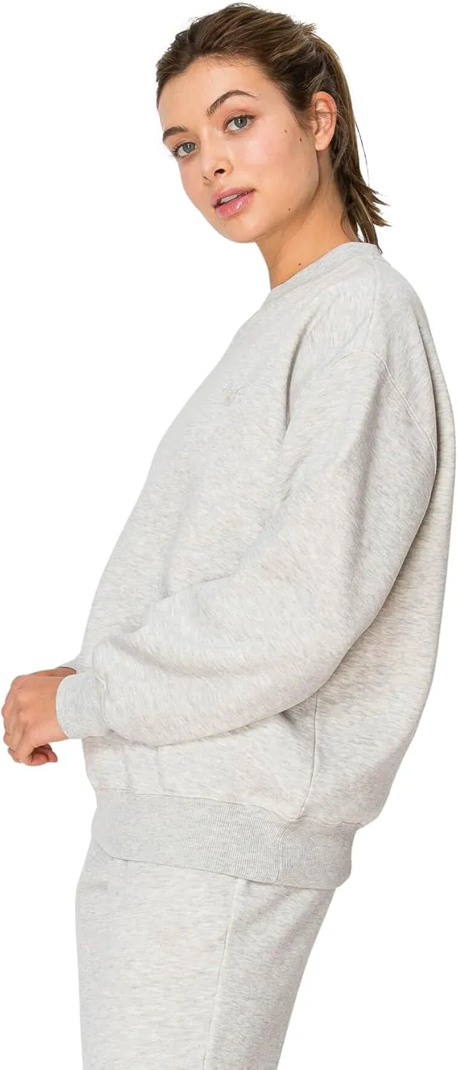 Cali1850 Women's Cloud Nine Fleece Crew Sweatshirt – Relaxed Boyfriend Fit, Ribbed Neck, Cuffs and Hem