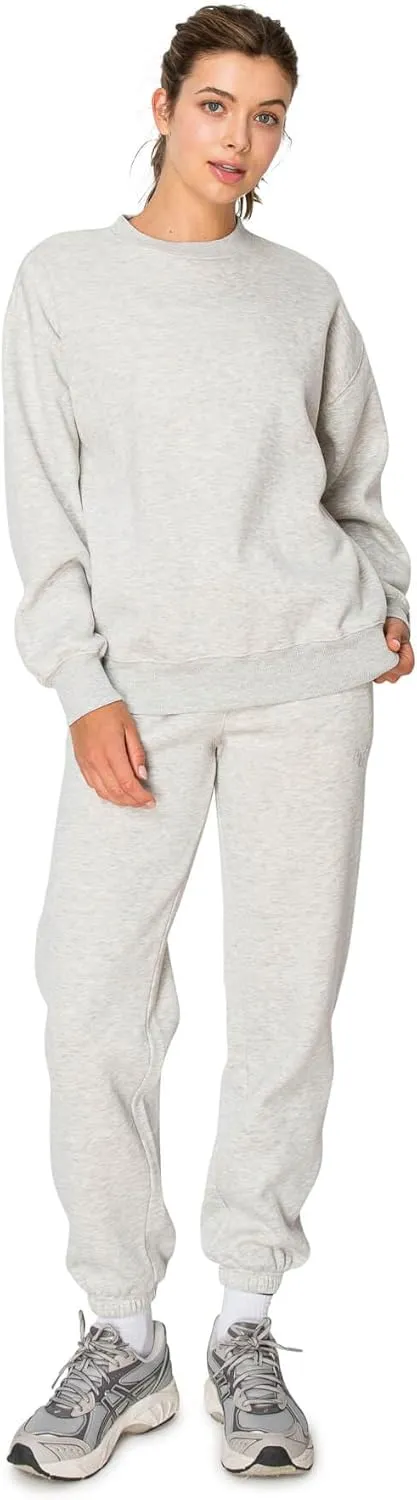 Cali1850 Women's Cloud Nine Fleece Crew Sweatshirt – Relaxed Boyfriend Fit, Ribbed Neck, Cuffs and Hem