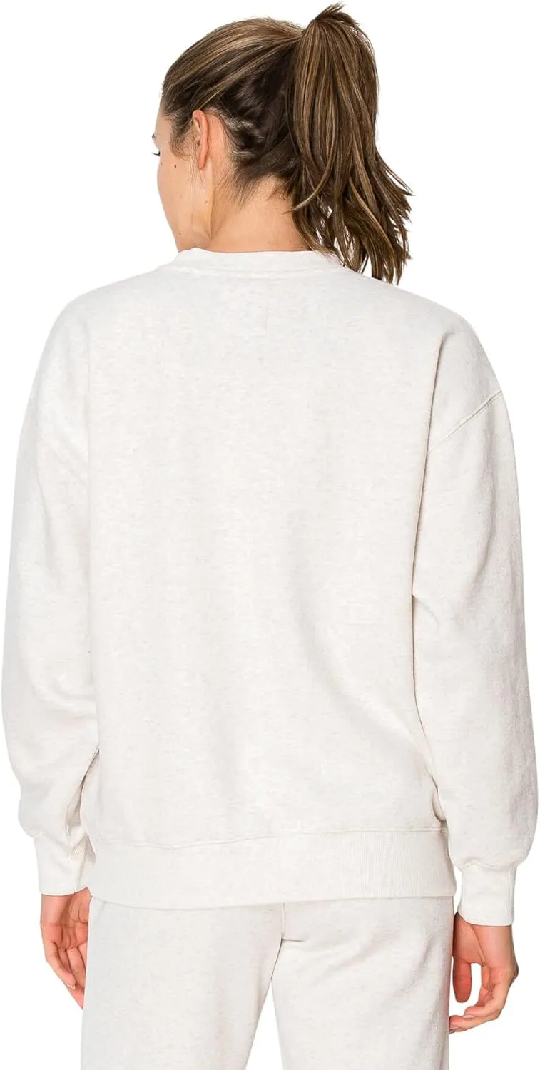 Cali1850 Women's Cloud Nine Fleece Crew Sweatshirt – Relaxed Boyfriend Fit, Ribbed Neck, Cuffs and Hem