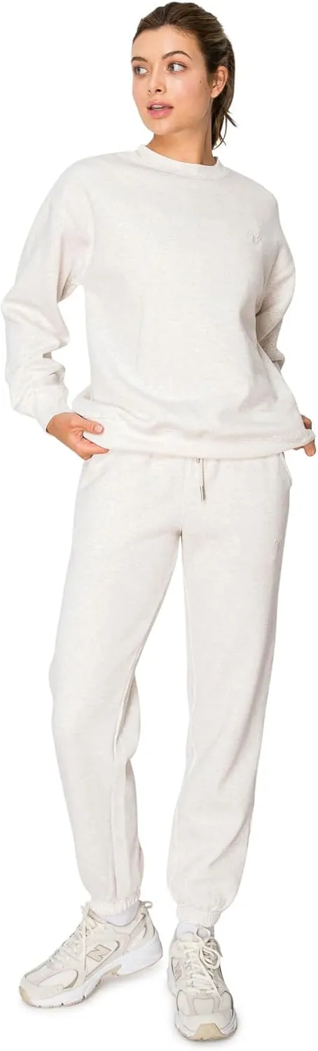 Cali1850 Women's Cloud Nine Fleece Crew Sweatshirt – Relaxed Boyfriend Fit, Ribbed Neck, Cuffs and Hem