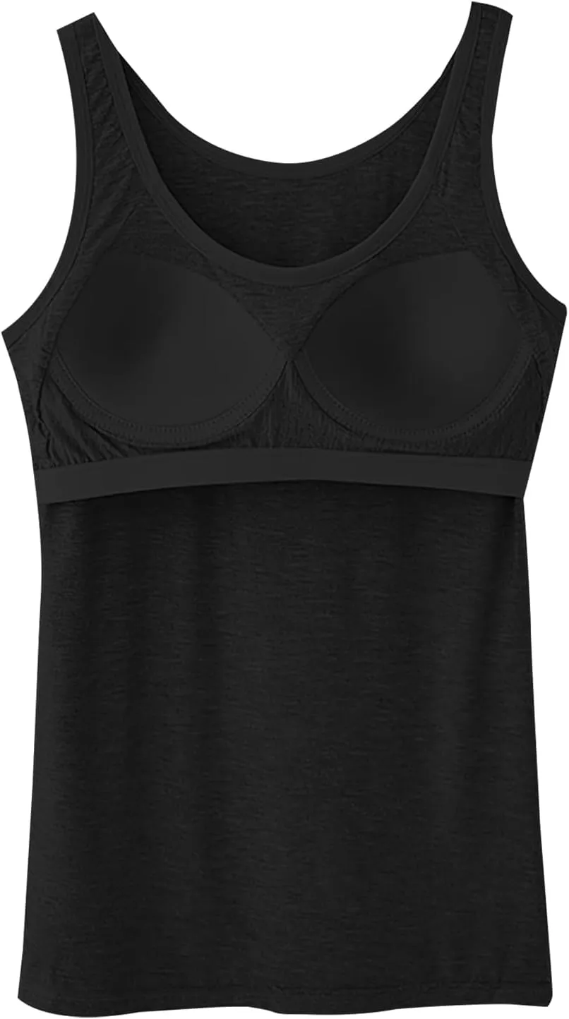 Camisole Tops for Women Built in Bra Spaghetti Strap Workout Yoga Shirts Basic Padded Tank Tops ，Summer New Camisole