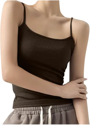 Camisoles for Women Summer Casual Ribbed Knit Tank Tops Sleeveless Solid Color Undershirts Trendy Comfy Shirts