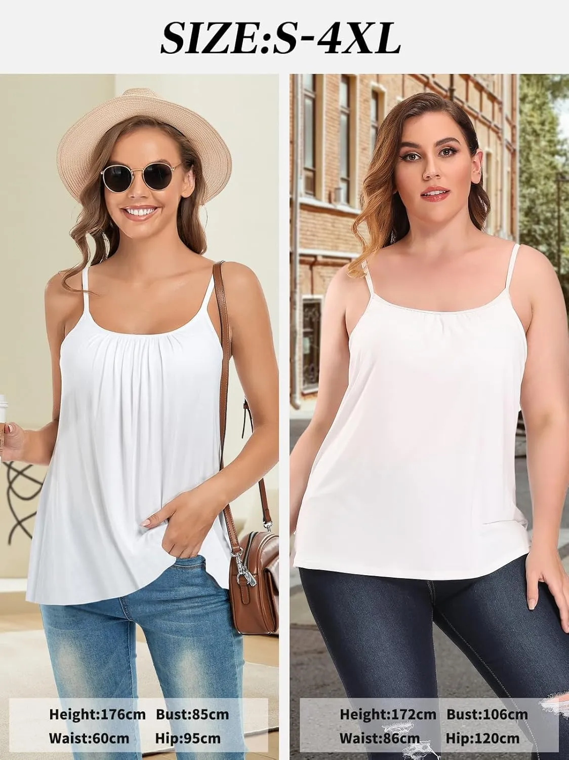 Camisoles for Women with Built in Bra Adjustable Strap Tank Tops Cami Sleeveless Summer Tops for Workout Sleeping Traveling