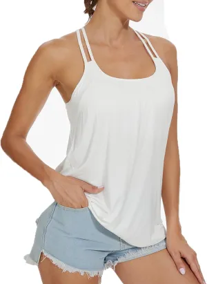 Camisoles for Women with Built in Bra Adjustable Strap Tank Tops Cami Sleeveless Summer Tops for Workout Sleeping Traveling