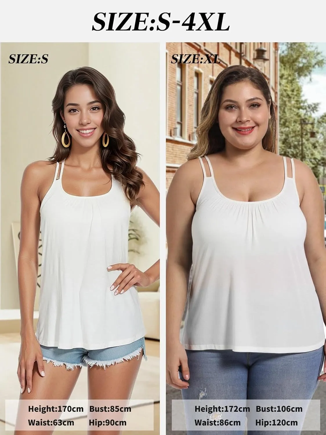 Camisoles for Women with Built in Bra Adjustable Strap Tank Tops Cami Sleeveless Summer Tops for Workout Sleeping Traveling