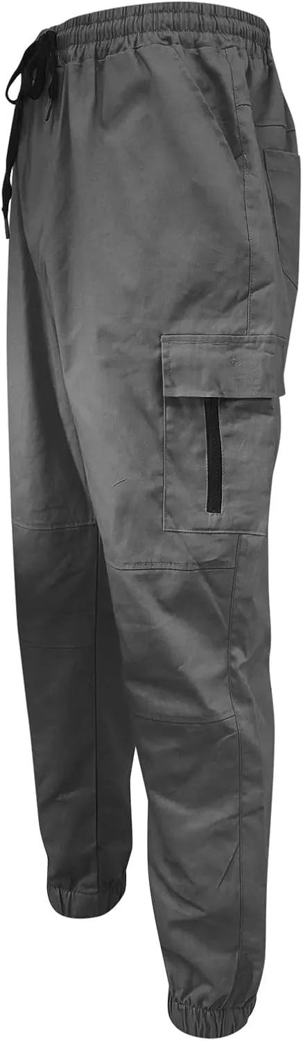 Cargo Pants for Men Big and Tall Pants for Men with Zipper Casual Pockets Street Sports Men's Slim Jogging Sweatpants