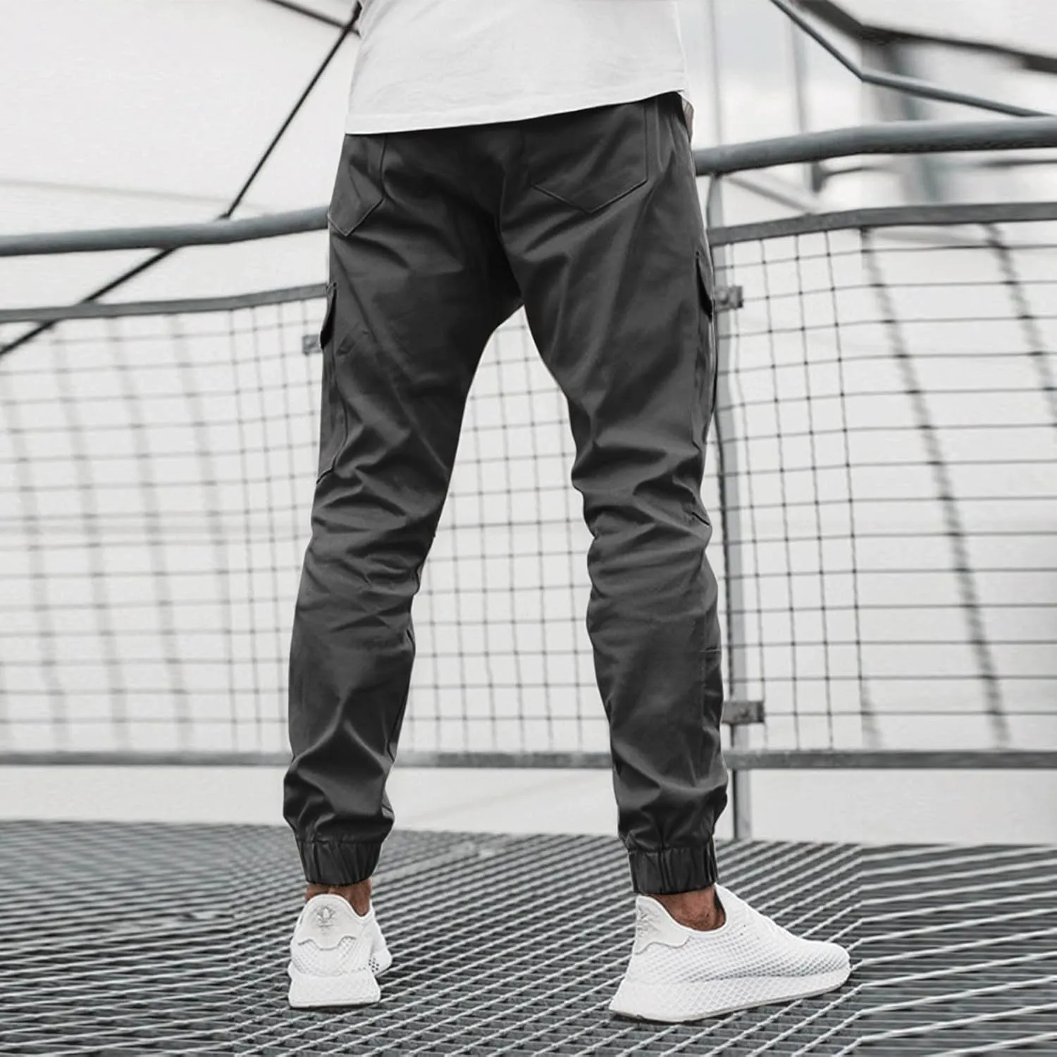Cargo Pants for Men Big and Tall Pants for Men with Zipper Casual Pockets Street Sports Men's Slim Jogging Sweatpants
