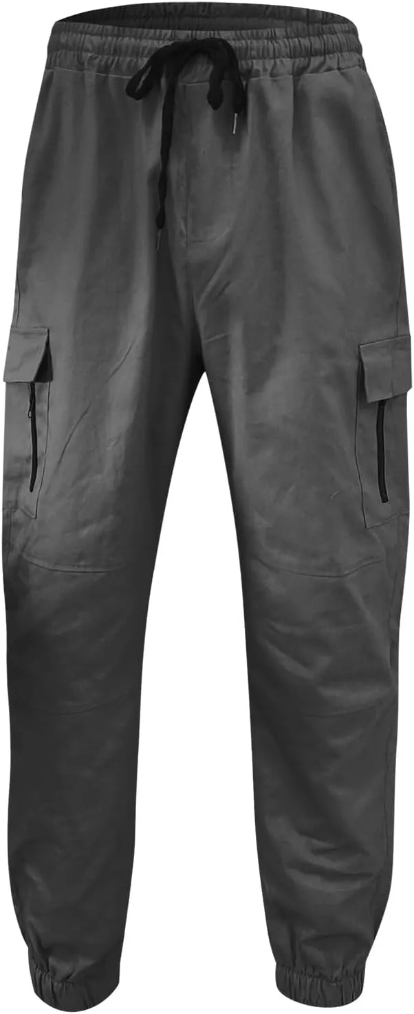 Cargo Pants for Men Big and Tall Pants for Men with Zipper Casual Pockets Street Sports Men's Slim Jogging Sweatpants