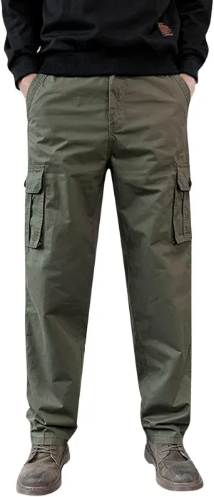 Cargo Pants for Men Relaxed Fit Joggers Solid Corduroy Multi Pockets Straight Work Pants High Street Mens Sweatpants