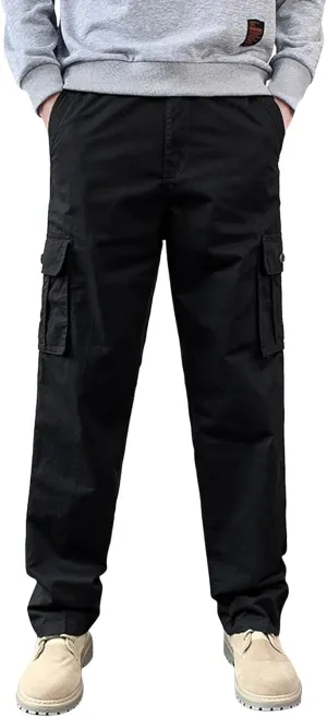 Cargo Pants for Men Relaxed Fit Joggers Solid Corduroy Multi Pockets Straight Work Pants High Street Mens Sweatpants