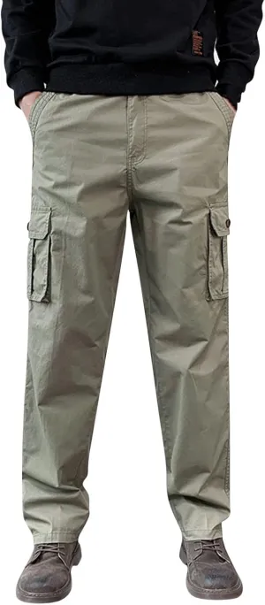 Cargo Pants for Men Relaxed Fit Joggers Solid Corduroy Multi Pockets Straight Work Pants High Street Mens Sweatpants