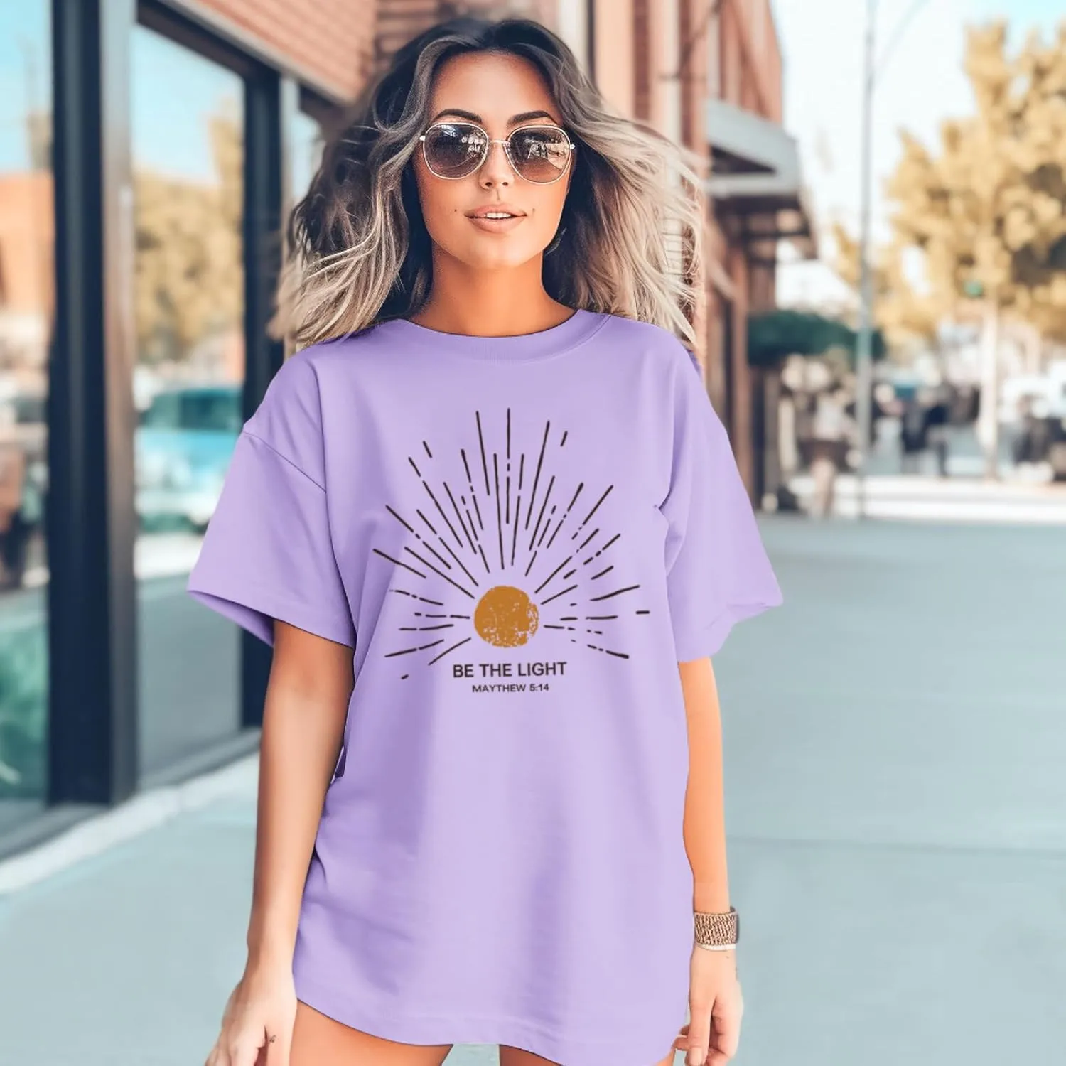 Christian Be The Light Shirts for Women Bible Verse Shirts Jesus Religious Faith Tshirts Oversized Graphic Tees Tops