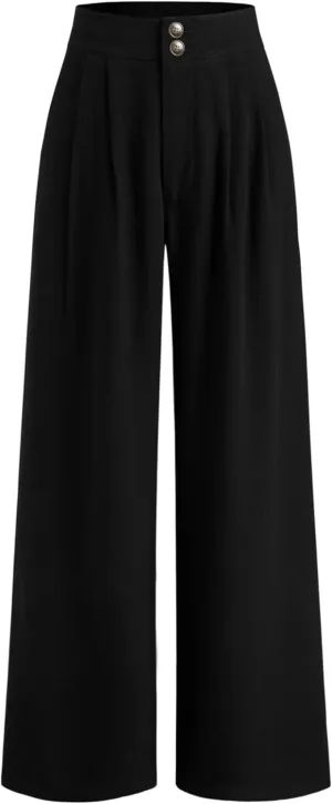 CIDER Women's Linen Blend Pants Wide Leg High Waist Business Casual Lounge Pant with Pockets