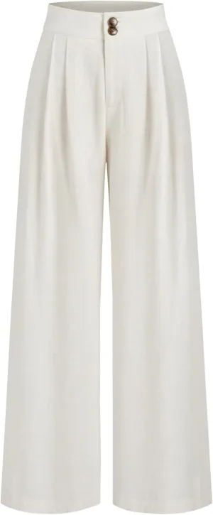 CIDER Women's Linen Blend Pants Wide Leg High Waist Business Casual Lounge Pant with Pockets