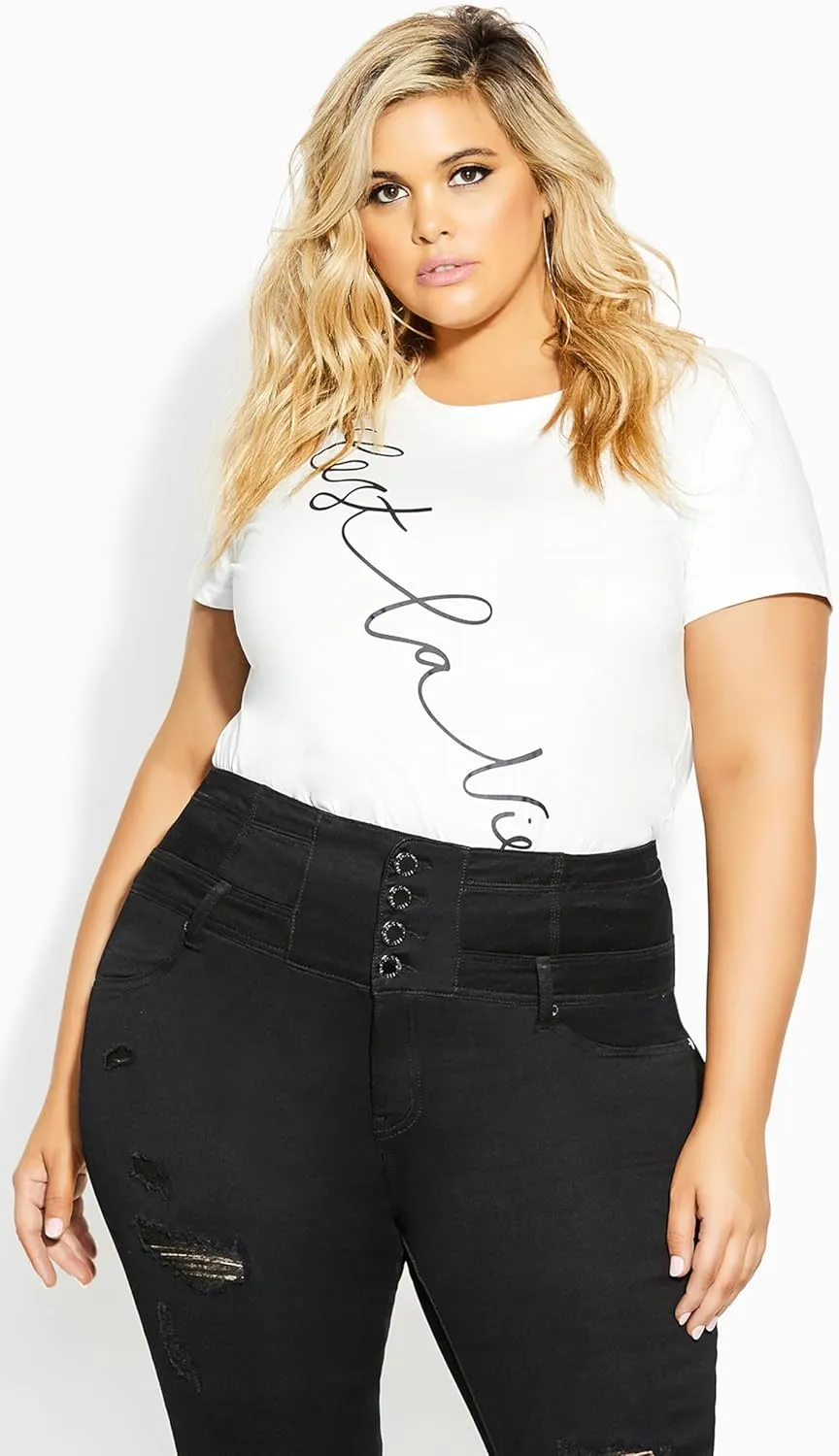 City Chic Women's Plus Size Jean Asha Rip Crst