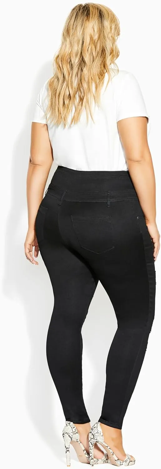 City Chic Women's Plus Size Jean Asha Rip Crst