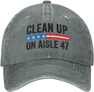 Clean Up On Aisle 47 Impeach 47 Baseball Cap Trucker Cap for Men Wemen