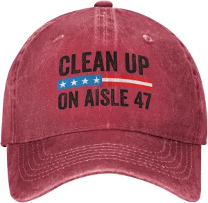 Clean Up On Aisle 47 Impeach 47 Baseball Cap Trucker Cap for Men Wemen