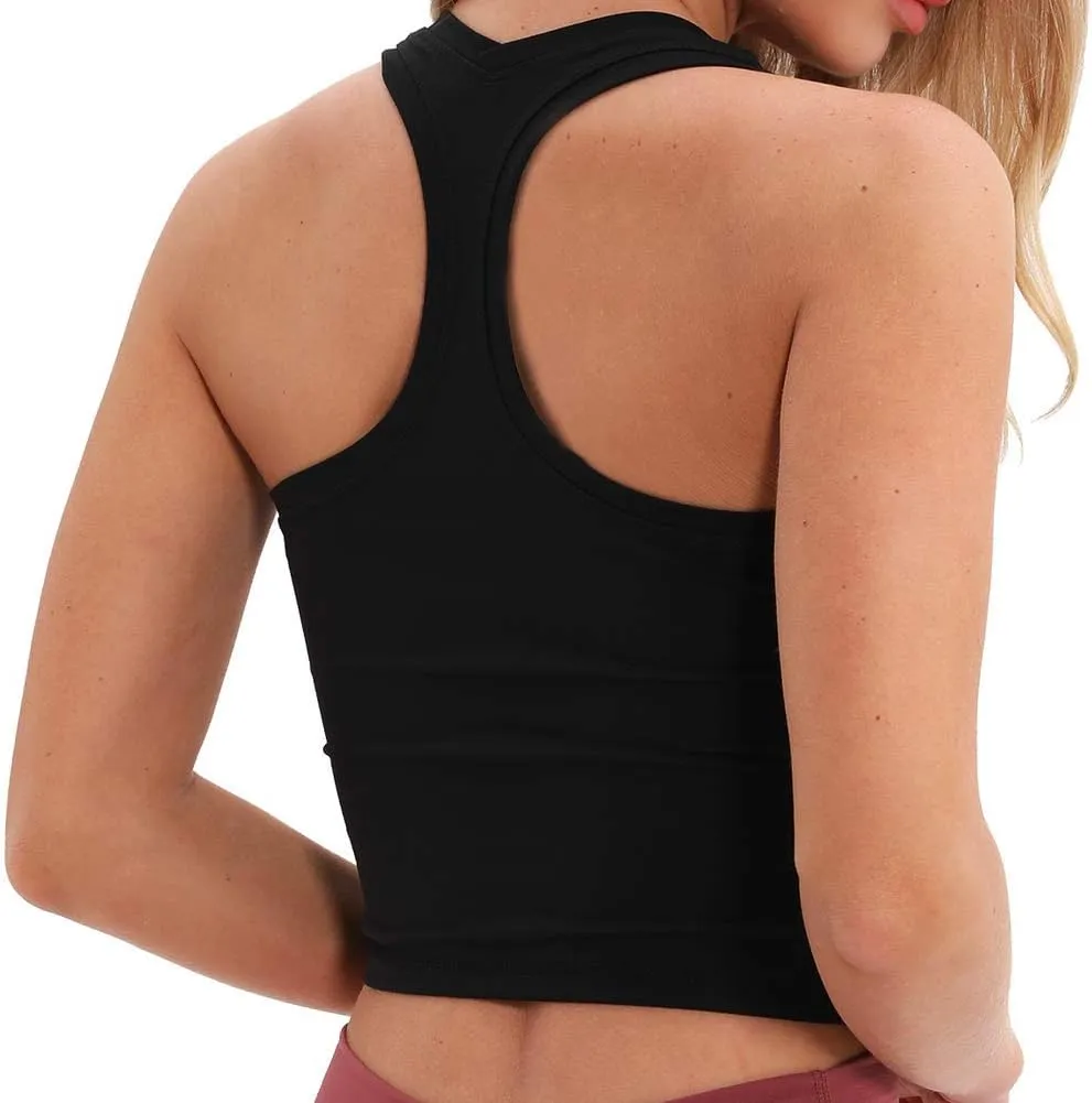 coastal rose Women's Longline Sports Bra Medium Support Yoga Bras Racerback Running Tank Tops