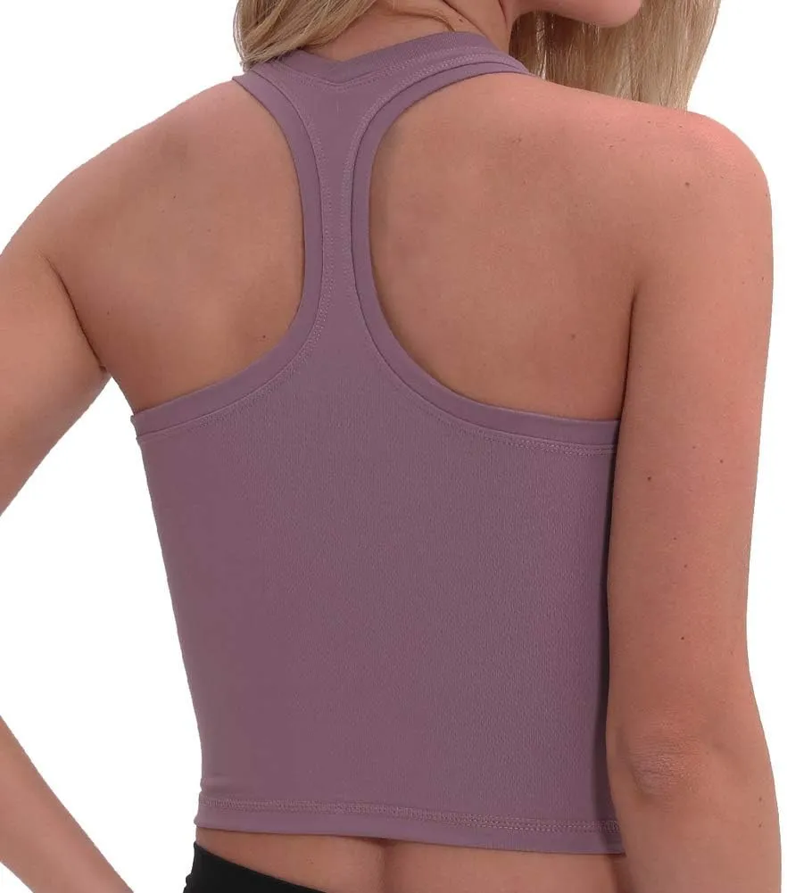 coastal rose Women's Longline Sports Bra Medium Support Yoga Bras Racerback Running Tank Tops