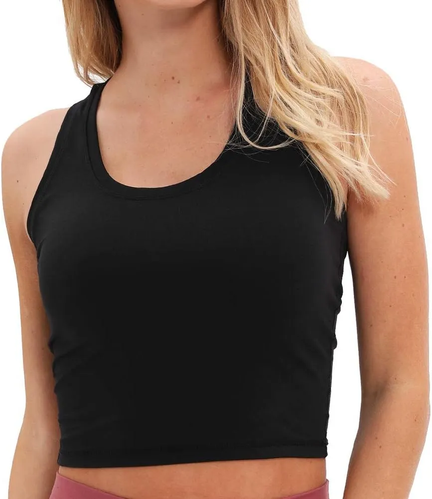 coastal rose Women's Longline Sports Bra Medium Support Yoga Bras Racerback Running Tank Tops