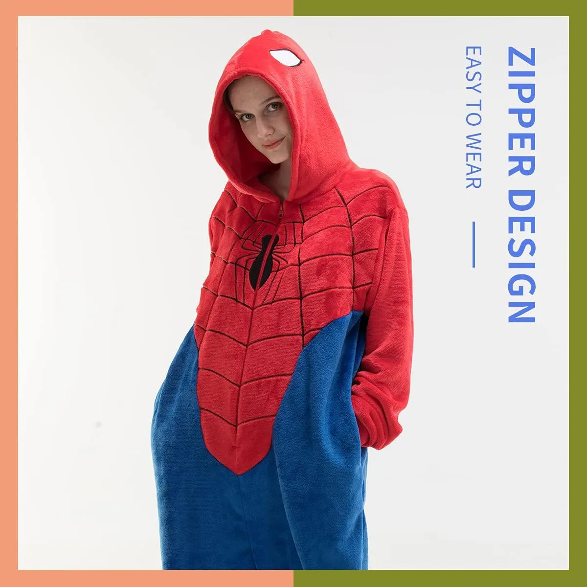 COSUSKET Snug Fit Adult Onesie Pajamas, Halloween Falnnel Womens Cosplay One Piece Costume Sleepwear