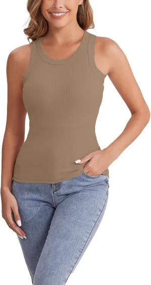 Cotton Shelf Bra Camisole Tops for Women Comfy Y2K Rib Vest Spring Summer Layering Tank Summer Outfits Cami Shirt