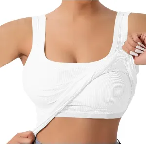 Cotton Shelf Bra Camisole Tops for Women Comfy Y2K Rib Vest Spring Summer Layering Tank Summer Outfits Cami Shirt