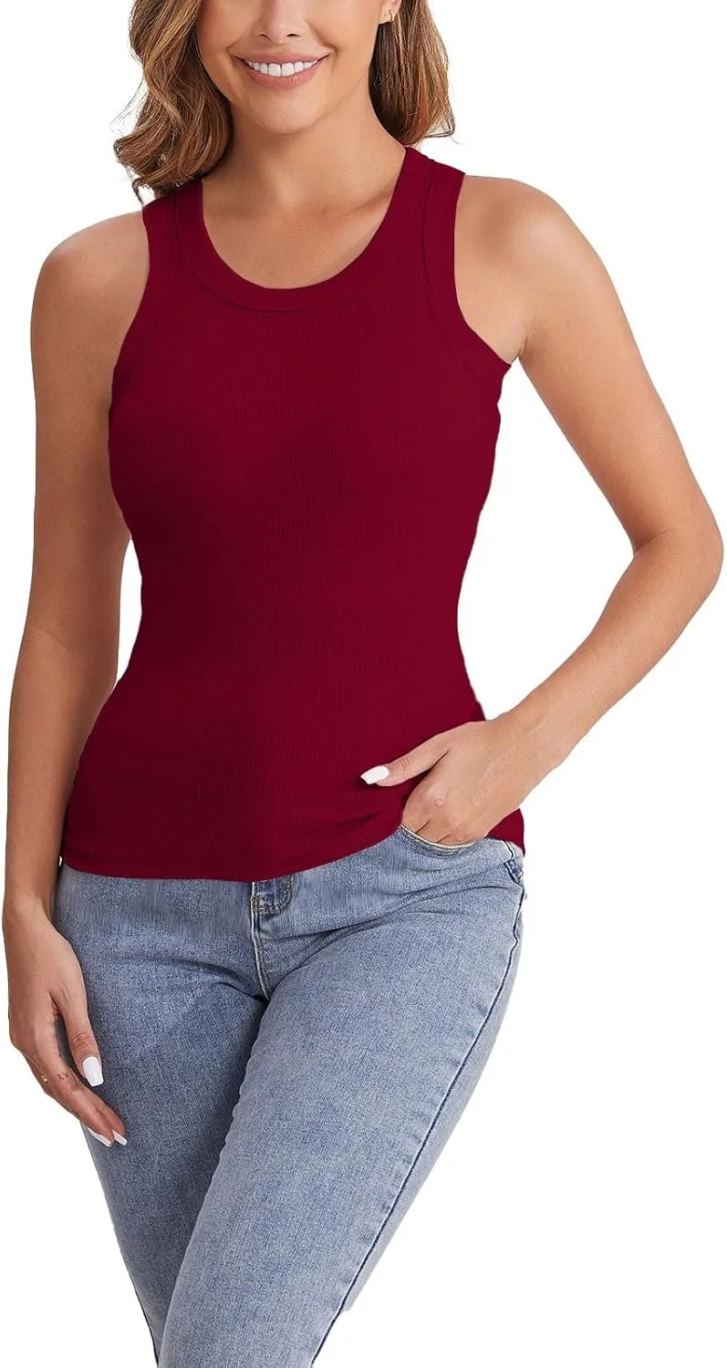 Cotton Shelf Bra Camisole Tops for Women Round Neck Comfy Vest Summer Running Layering Tank Top Summer Cami Shirt