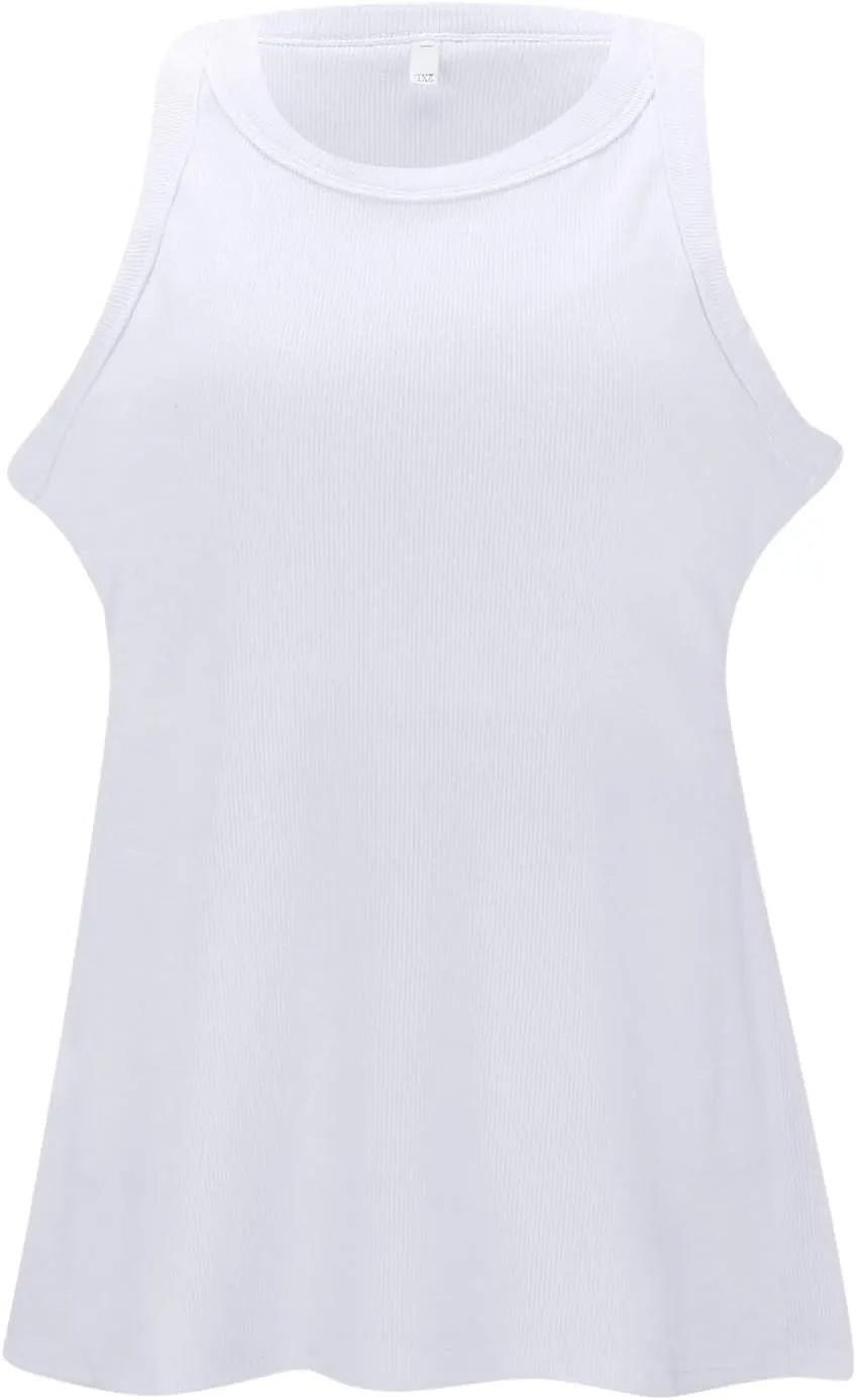 Cotton Shelf Bra Camisole Tops for Women Round Neck Comfy Y2K Vest Summer Layering Tank Summer Outfits Cami Shirt