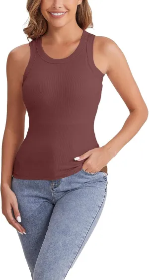 Cotton Shelf Bra Camisole Tops for Women Round Neck Comfy Y2K Vest Summer Layering Tank Summer Outfits Cami Shirt