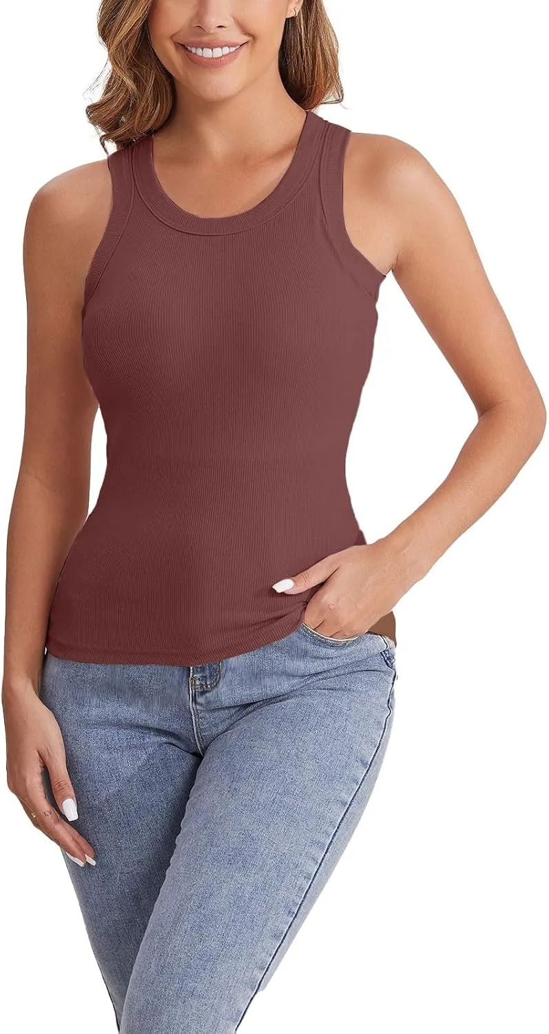 Cotton Shelf Bra Camisole Tops for Women Round Neck Comfy Y2K Vest Summer Layering Tank Summer Outfits Cami Shirt