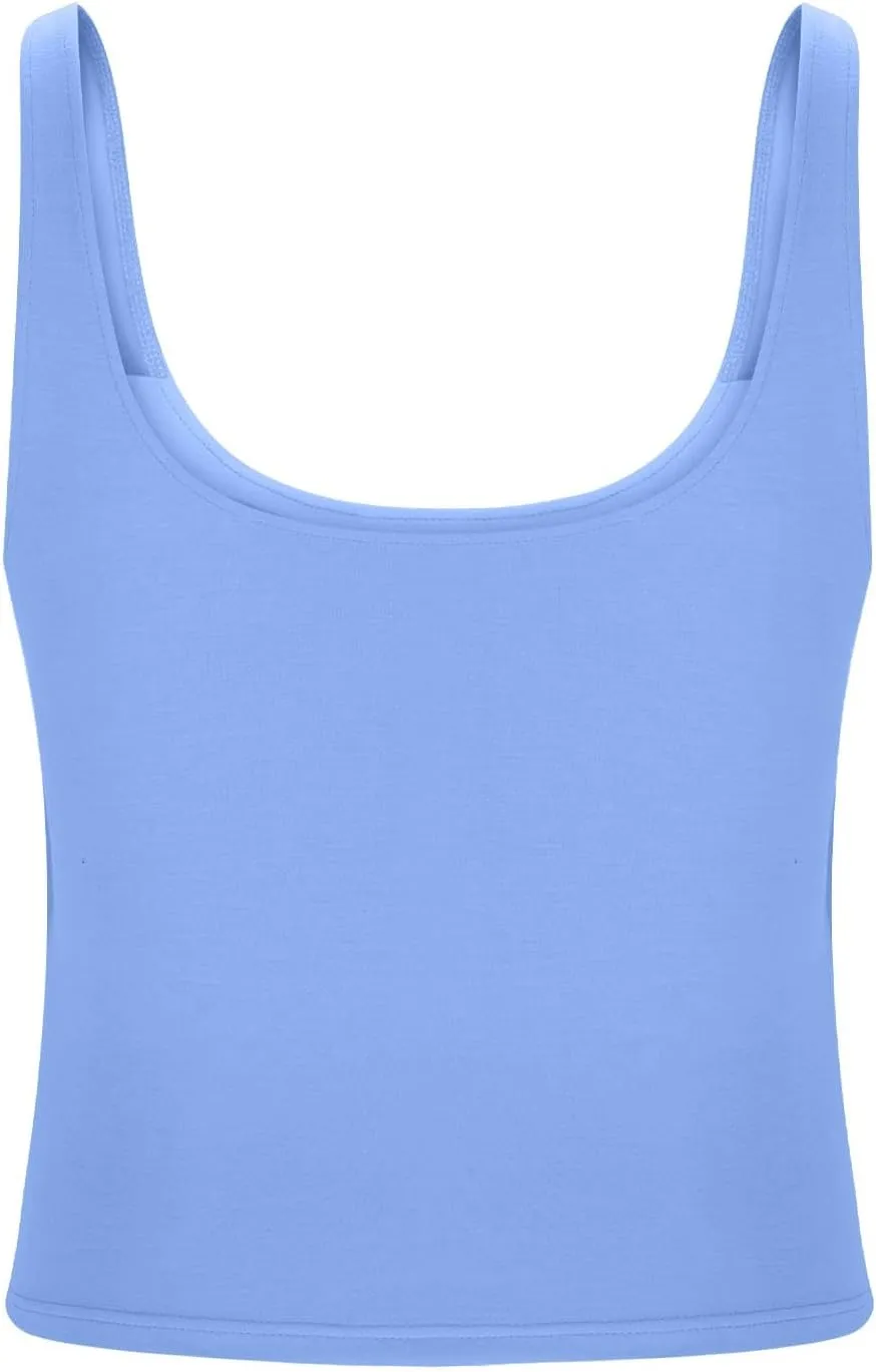 Cotton Shelf Bra Camisole Tops for Women Round Neck Comfy Y2K Vest Summer Layering Tank Summer Outfits Cami Shirt