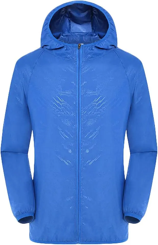 CRNTCEM Men's UPF 50  Light Jacket Hooded Long Sleeve Thin Section Rash Guard Outdoor Bike Hiking Fishing Performance Outwear