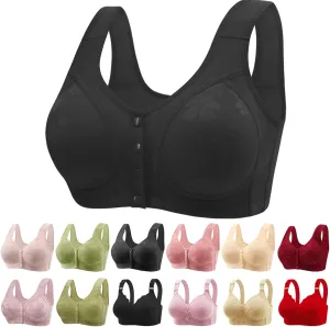 Daisy Bras for Older Women Front Closure Push up Bra No Underwire Senior Bra with Snaps 2025 Upgraded Breathable Bras