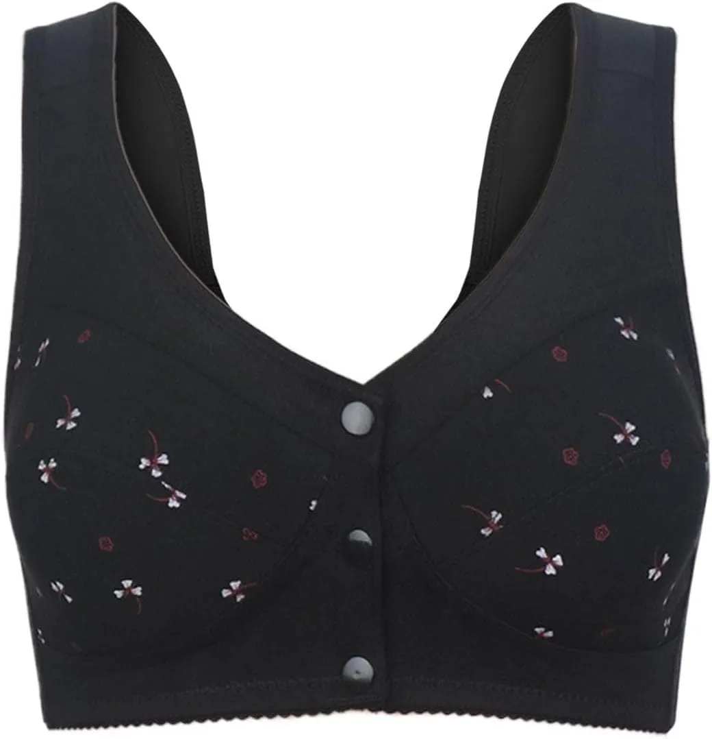 Daisy Bras for Older Women Push Up Breathable Front Closure Bra Full Support No Underwire Bras Comfort Everyday Bra