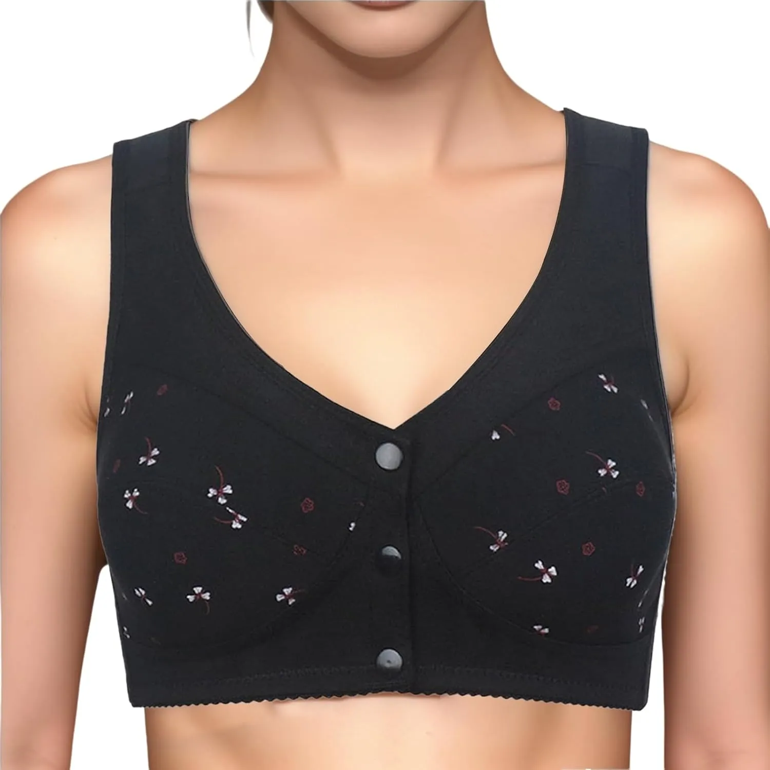 Daisy Bras for Older Women Push Up Breathable Front Closure Bra Full Support No Underwire Bras Comfort Everyday Bra
