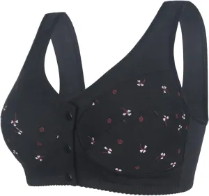 Daisy Bras for Older Women Push Up Breathable Front Closure Bra Full Support No Underwire Bras Comfort Everyday Bra