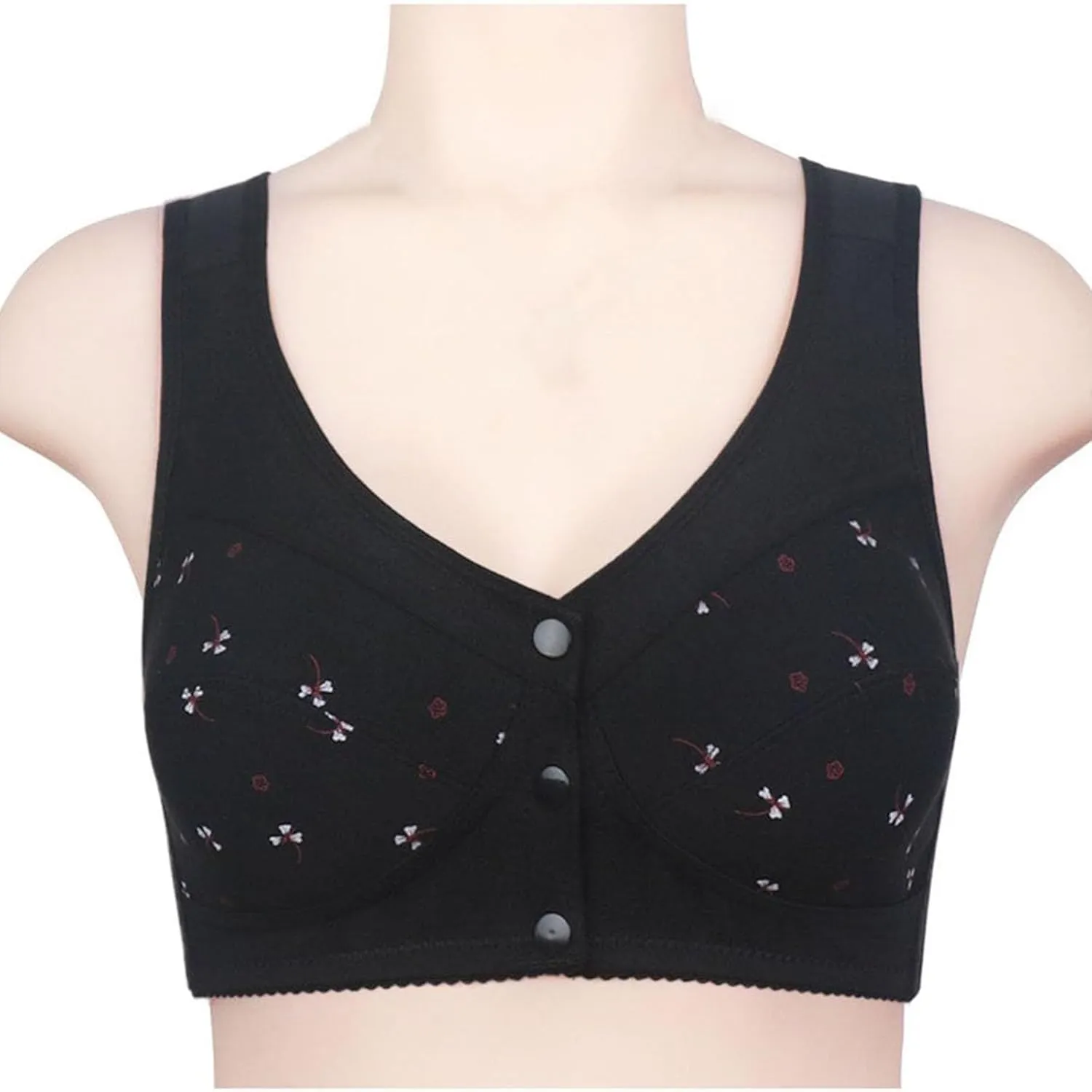 Daisy Bras for Older Women Push Up Breathable Front Closure Bra Full Support No Underwire Bras Comfort Everyday Bra