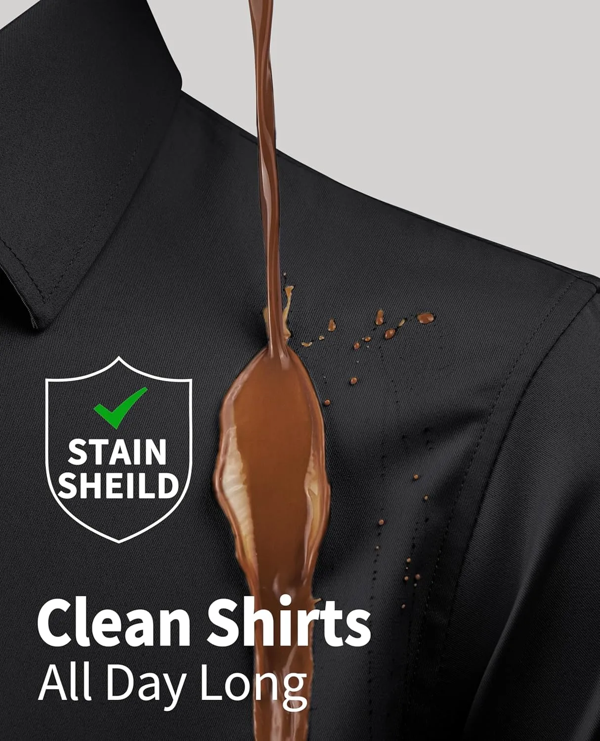 DEMEANOR Stain Sheild Dress Shirts for Men Dress Shirts Slim Fit Button Down Long Sleeve Dress Shirt Formal Business