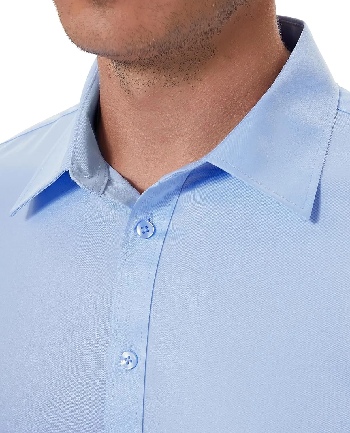 DEMEANOR Stain Sheild Dress Shirts for Men Dress Shirts Slim Fit Button Down Long Sleeve Dress Shirt Formal Business