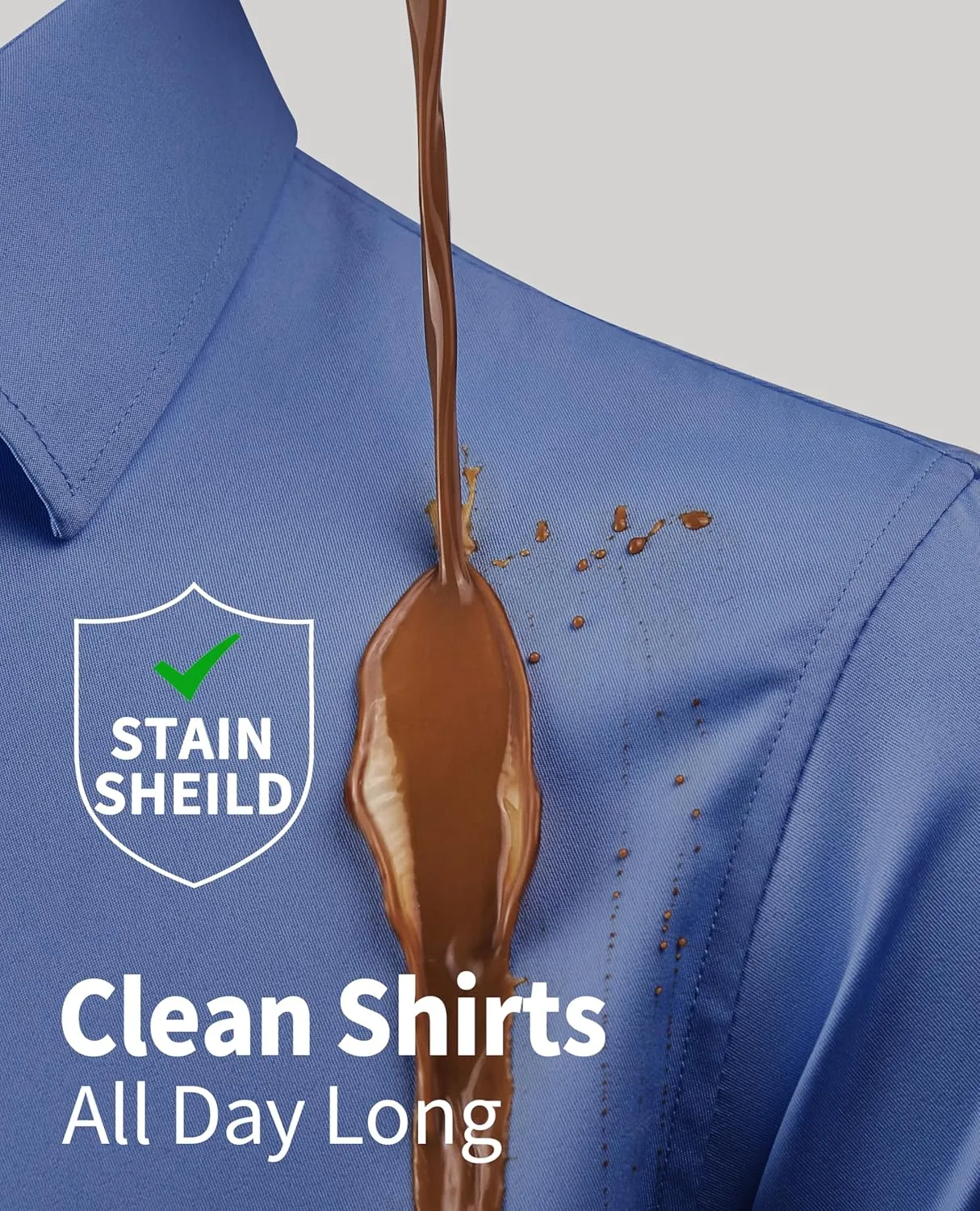 DEMEANOR Stain Sheild Dress Shirts for Men Dress Shirts Slim Fit Button Down Long Sleeve Dress Shirt Formal Business