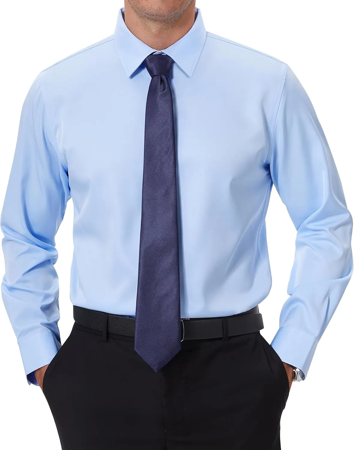 DEMEANOR Stain Sheild Dress Shirts for Men Dress Shirts Slim Fit Button Down Long Sleeve Dress Shirt Formal Business