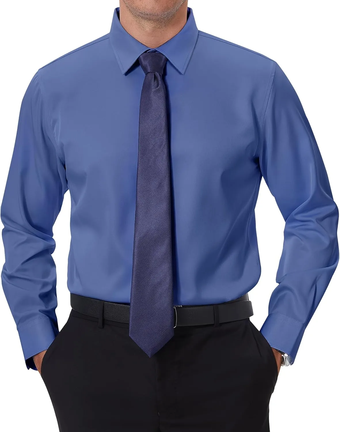 DEMEANOR Stain Sheild Dress Shirts for Men Dress Shirts Slim Fit Button Down Long Sleeve Dress Shirt Formal Business