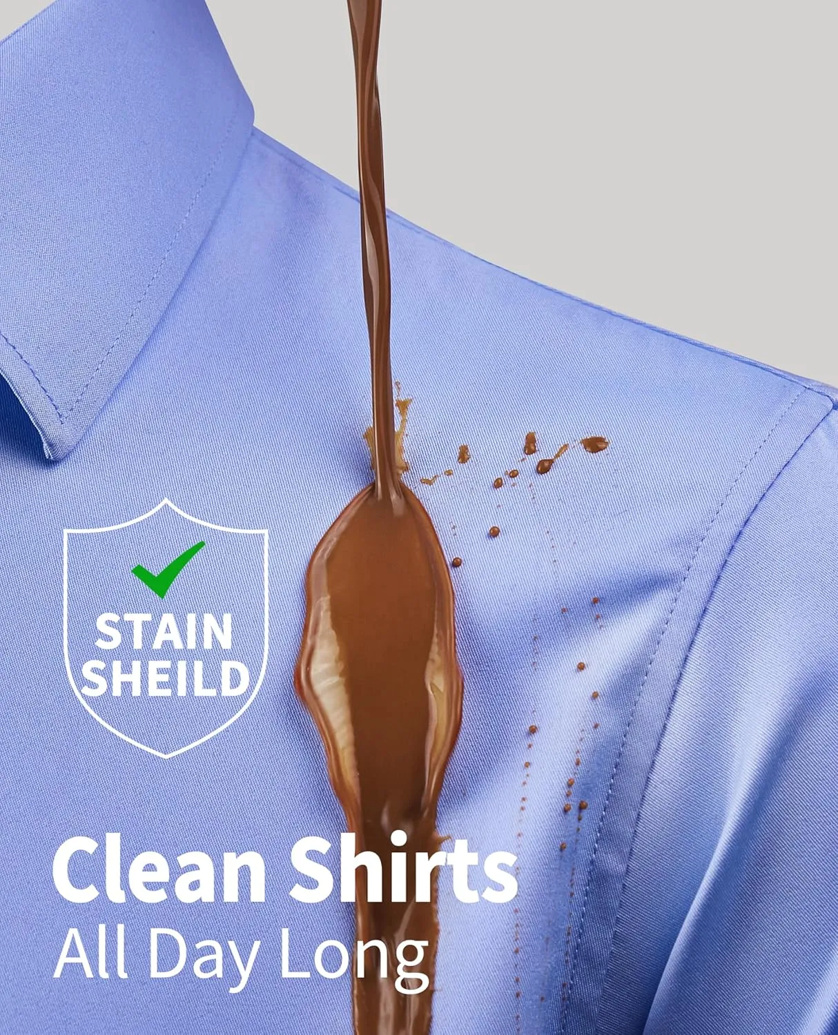 DEMEANOR Stain Sheild Dress Shirts for Men Dress Shirts Slim Fit Button Down Long Sleeve Dress Shirt Formal Business