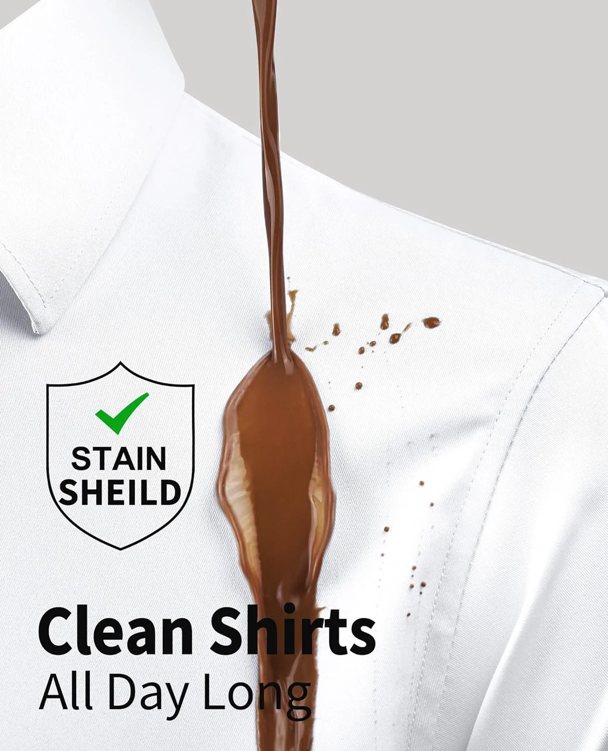 DEMEANOR Stain Sheild Dress Shirts for Men Dress Shirts Slim Fit Button Down Long Sleeve Dress Shirt Formal Business